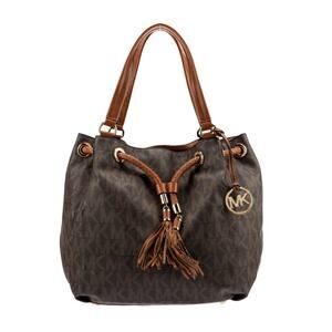 MICHAEL Michael Kors Brown Signature Coated Canvas Drawstring Shoulder Bag